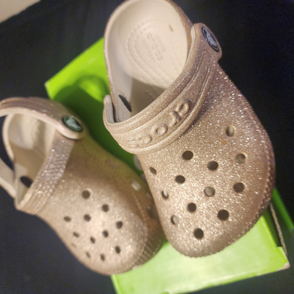 Crocs Kids Glitter Clogs - Gold
